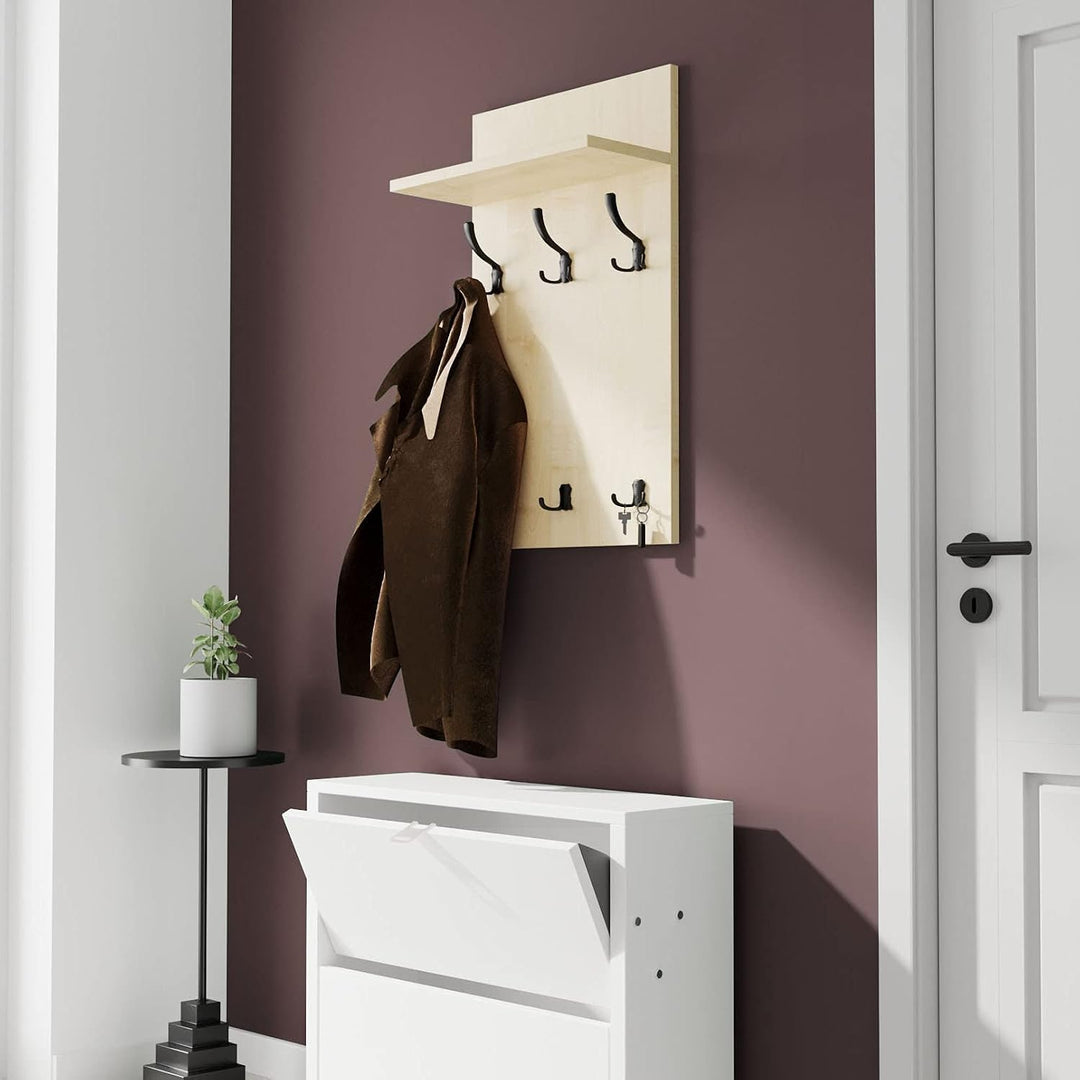 80x50 | MEDI Garderobenpaneel Wandgarderobe Garderobe Wandpaneel Kleiderstange ALUMINIUM | AHORN 80x