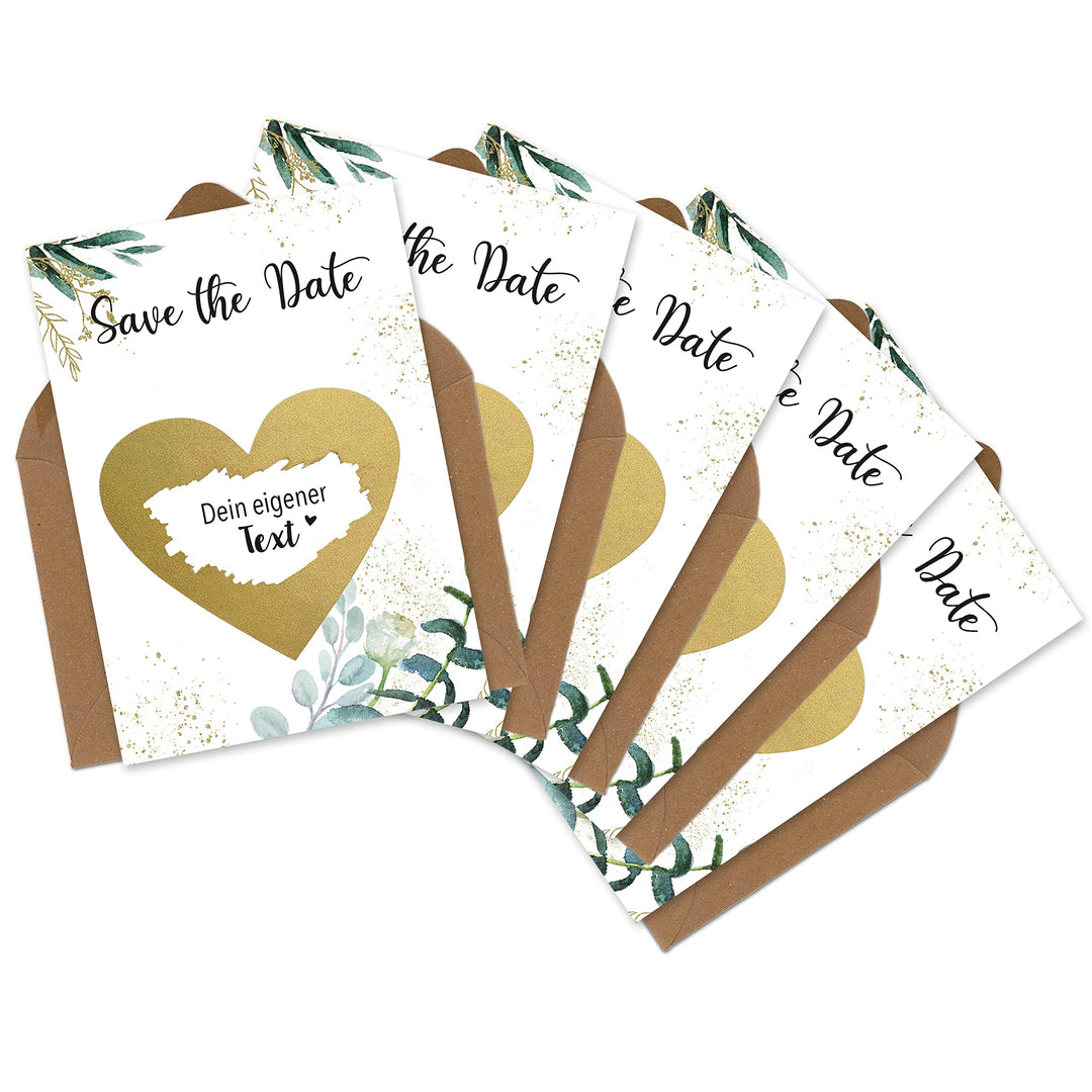 OWLBOOK® 5 Rubbelkarten zum selber beschriften | Save the Date | Rubbellos für eigenen Text | Hochze