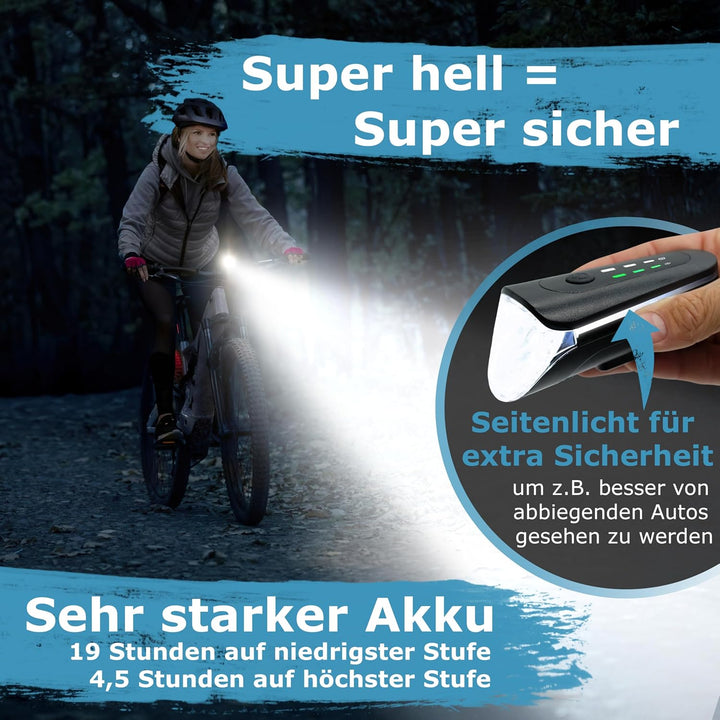 WIDDER Fahrradlicht Set Vorne und Hinten [StVZO zugelassen, extrem hell 170 Lum] – Fahrrad Licht USB
