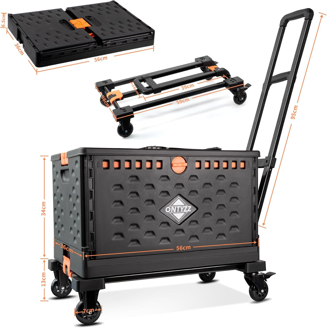 Einkaufstrolley Klappbar Einkaufswagen Trolley mit Einer Separaten Faltbaren Aufbewahrungsbox 60L Gr