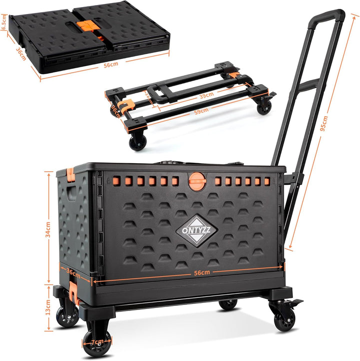 Einkaufstrolley Klappbar Einkaufswagen Trolley mit Einer Separaten Faltbaren Aufbewahrungsbox 60L Gr