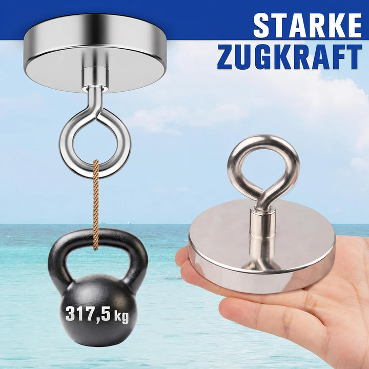 FINDMAG Superstarke Neodym-Angelmagnete, 700 Pfund (317 kg) Zugkraft, Seltenerdmagnet mit versenktem