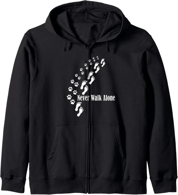 Hundemotiv mit Hundespruch Never Walk Alone Kapuzenjacke