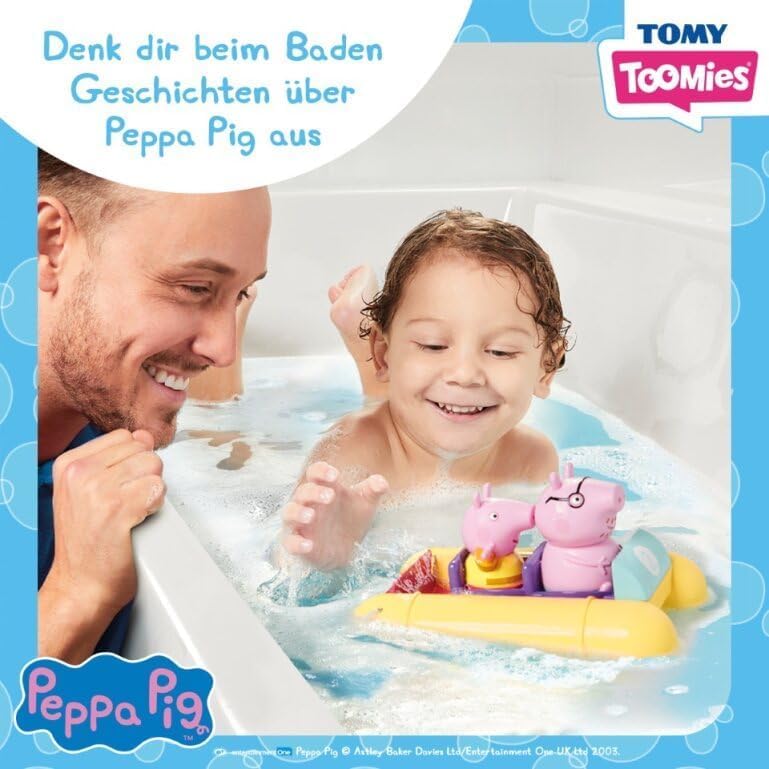 TOMY Toomies Peppa Wutz Pedalo, Baby-Badespielzeug, spassiges Bade-Accessoire und Wasserspiel für Ki