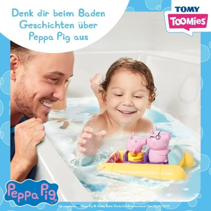 TOMY Toomies Peppa Wutz Pedalo, Baby-Badespielzeug, spassiges Bade-Accessoire und Wasserspiel für Ki