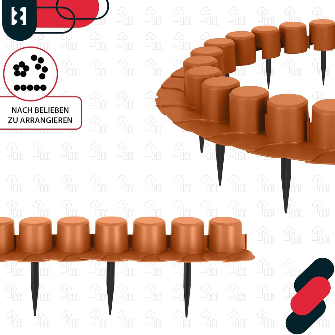 KOTARBAU® Garten-Palisade 60mm x 4,05m Ziegelrot zum Abgrenzen von Rasen und Gehwegen, Ziegelrot