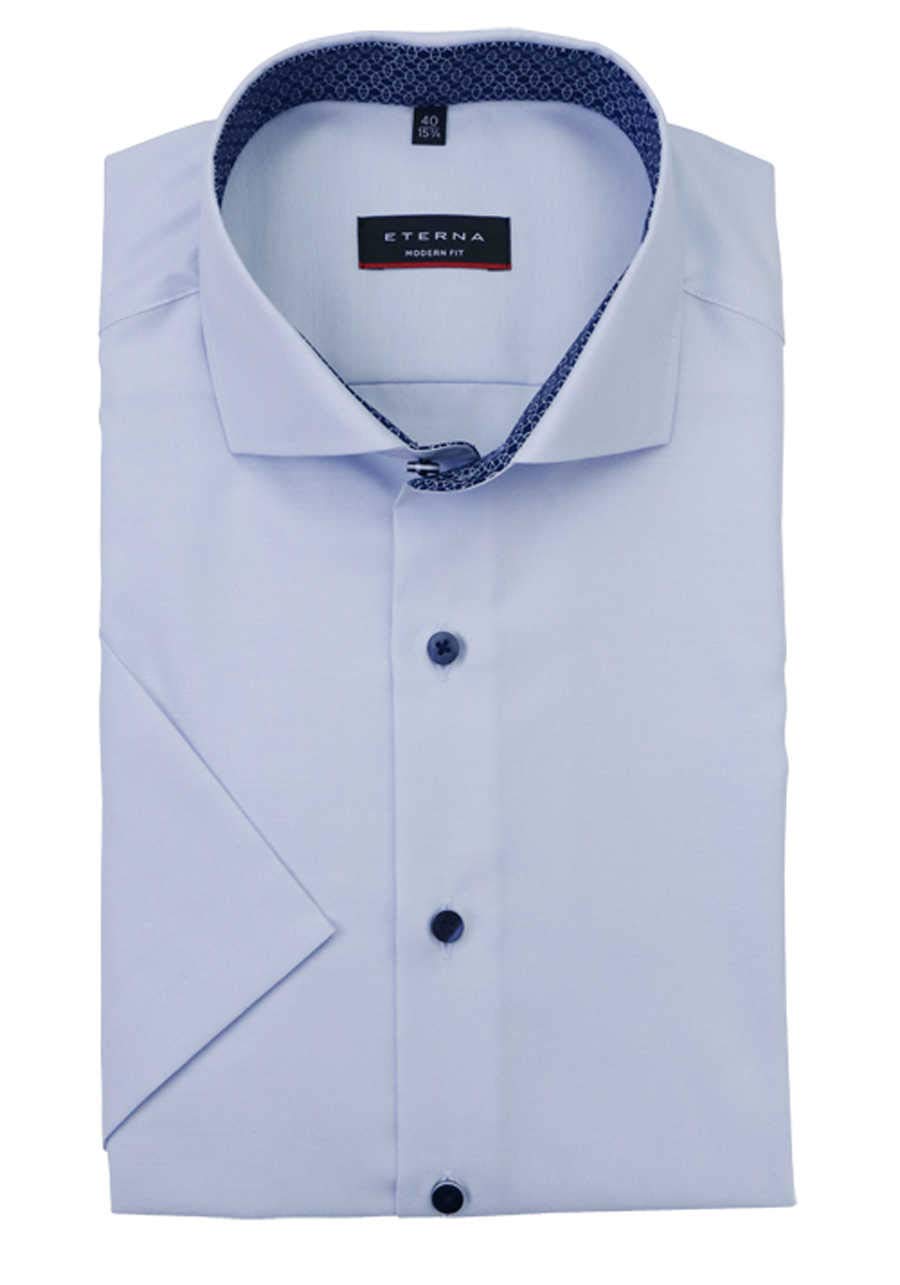 eterna Modern Fit Hemd Halbarm Haifischkragen Cool Shirt Aqua Grösse 45