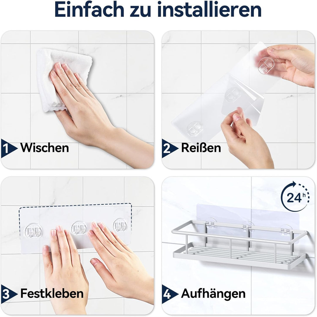 YASONIC Duschablage Ohne Bohren, 3 Stück Rostfreie Badezimmer Organizer, Schnelltrocknender Duschreg