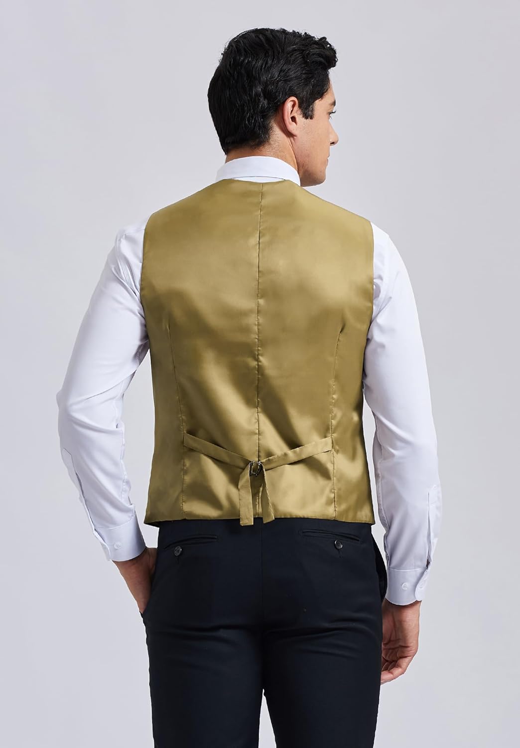 HISDERN Karierte Weste Herren Formale Klassische Weste Baumwolle Hochzeit Hahnentritt Anzugweste L G