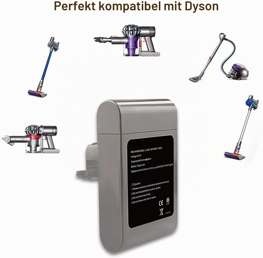 ARyee DC35 Ersatzakkus Kompatibel mit Dyson DC31 DC34 DC35 DC44 DC45 (Typ B Akku) Handstaubsauger, E
