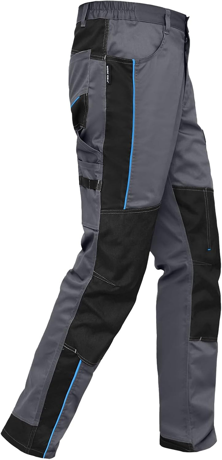 WORK IDEA Herren Stretch-Arbeitshose mit zahlreichen Taschen und Werkzeugtaschen Grau 46, Grau 46