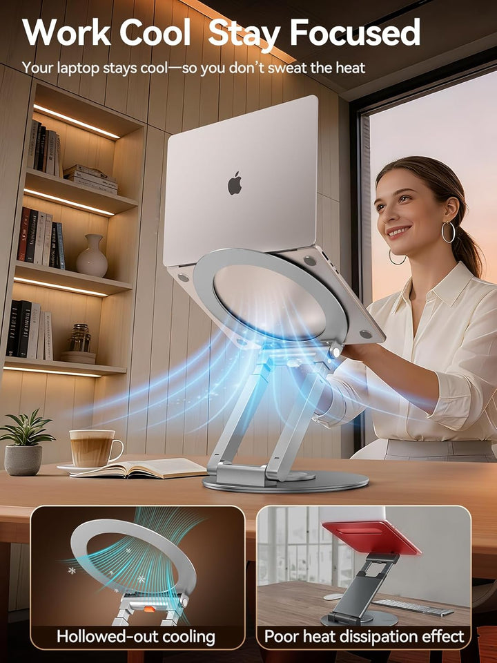 Anifrim 360° Drehbarer Laptop Ständer, Ausziehbar und Höhenverstellbar, Ergonomischer Laptophalter f