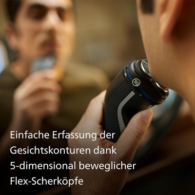 Philips Shaver Series 3000 – Elektrischer Nass- und Trockenrasierer für Männer in Schwarz, mit SkinP