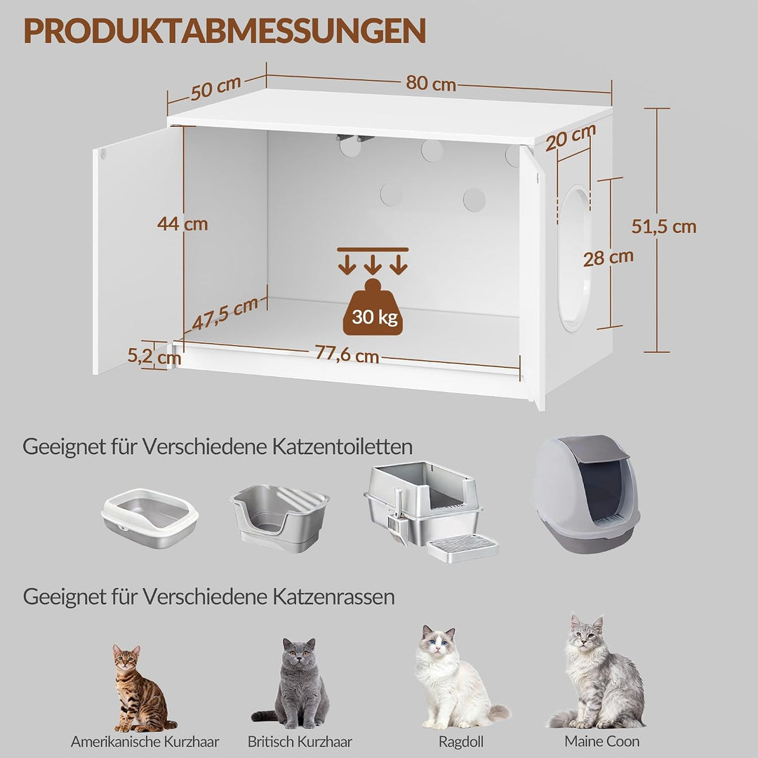 Fobyfurny Katzenklo Schrank, Versteckte Katzentoilette Möbel, Katzenschrank mit Drucktüren und Belüf