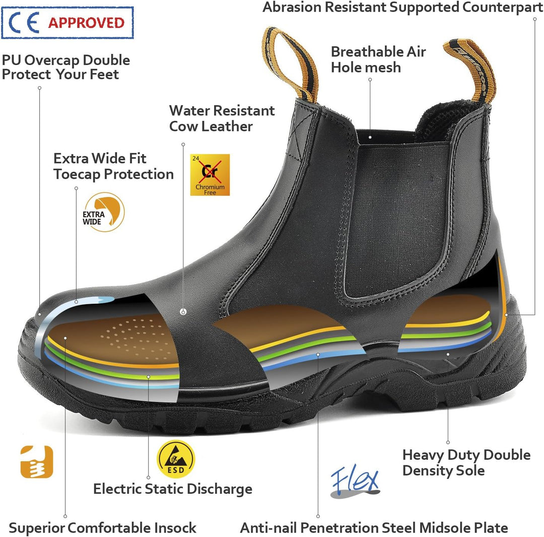 SAFETOE Sicherheitsstiefel Arbeitsschuhe mit Stahlkappe M8025 (S3 klassischer Artikel) von Anti-Punk