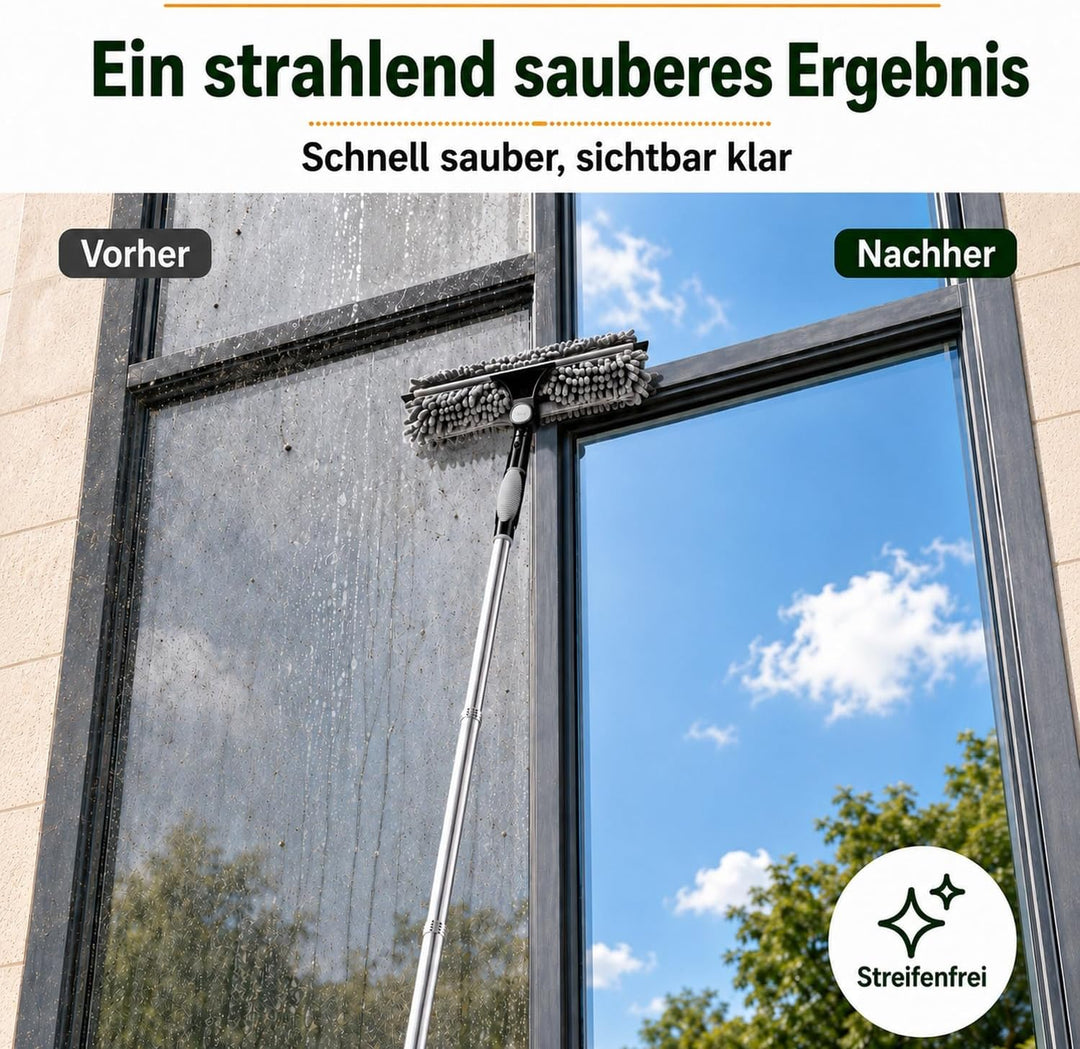Staubwedel Teleskop 4.2 m, 3-in-1 Reinigungsset mit lang ausziehbarer Teleskopstange, Waschbarem Sta