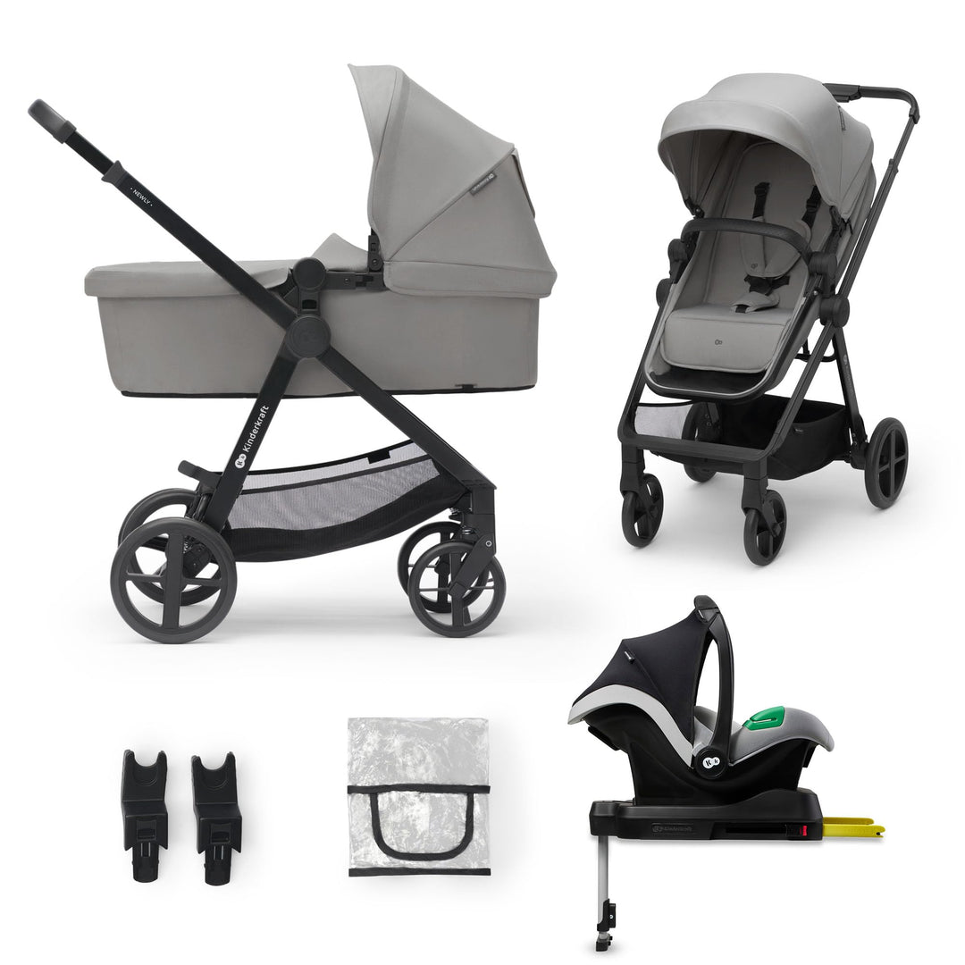 Kinderkraft NEWLY Kinderwagen 4 in 1, Komplettset bis 22 kg, Leicht Kombikinderwagen mit Babyschale