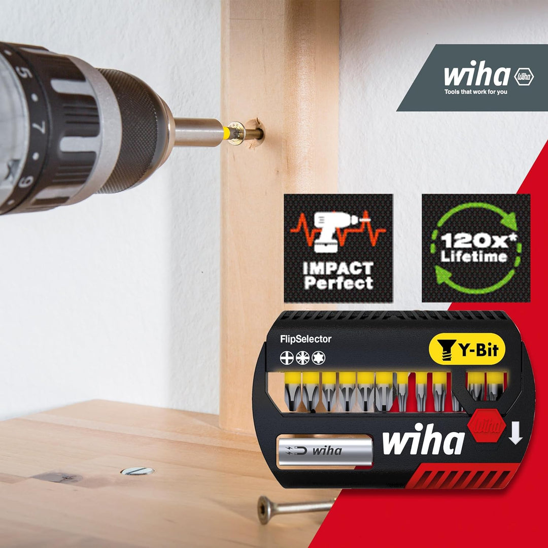 Wiha Bit Set FlipSelector 13tlg. I Y-Bit 25 mm I PH, PZ, TORX I magnetischer Bithalter I Zubehör für