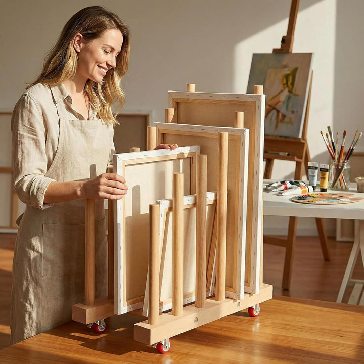 Aufbewahrungsregal für Kunstwerke mit Bremsrollen, Kunst-Trockenständer, Leinwand-Aufbewahrungsregal