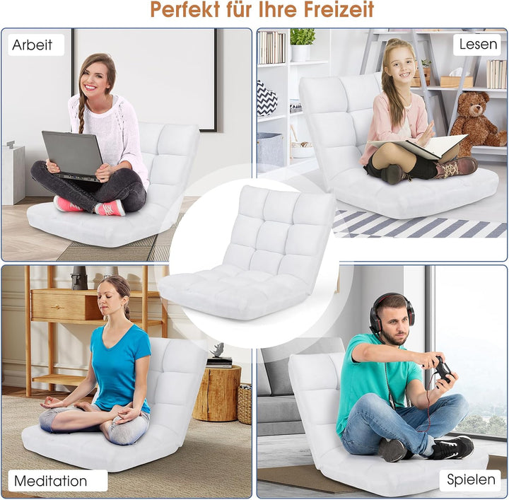 RELAX4LIFE Bodenstuhl Klappbar, Bodensessel mit Verstellbarer Rückenlehne &amp; Liegefunktion, Bodensitz