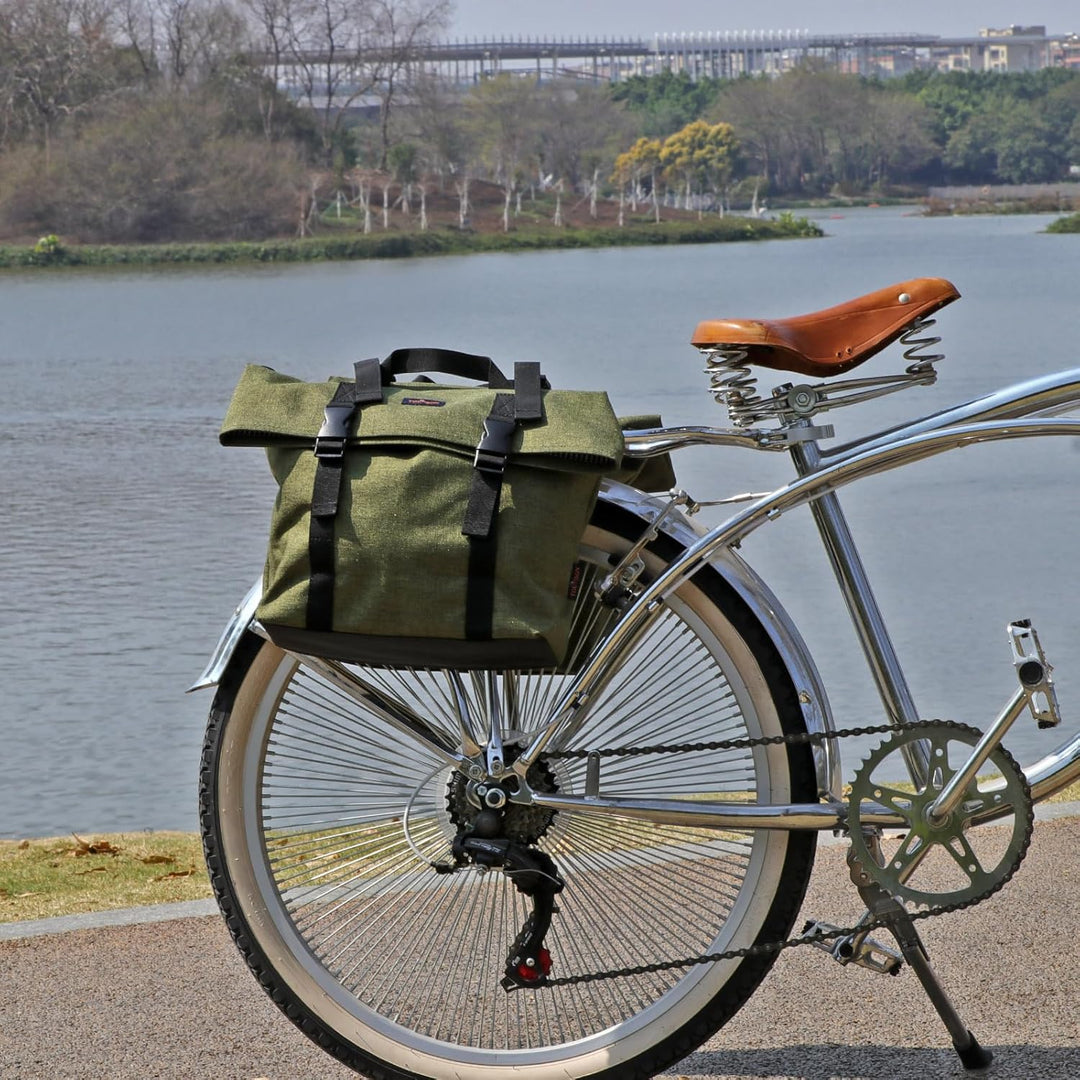 TOURBON Nylon doppelte Fahrradtasche Schultertaschen Rear Rack Stamm Motorrad Tail Sitz Fahrradtasch