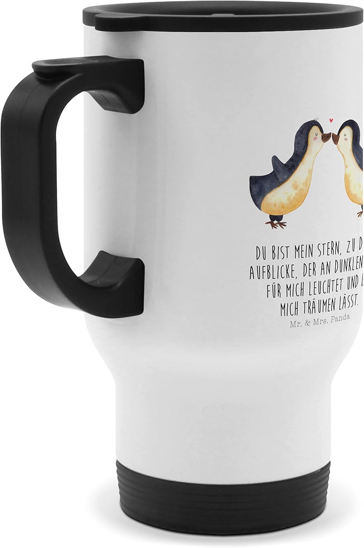 Mr. &amp; Mrs. Panda Thermobecher Pinguin Liebe - Geschenk, Hocheitstag, grosse Liebe, Kaffeetasse zum M
