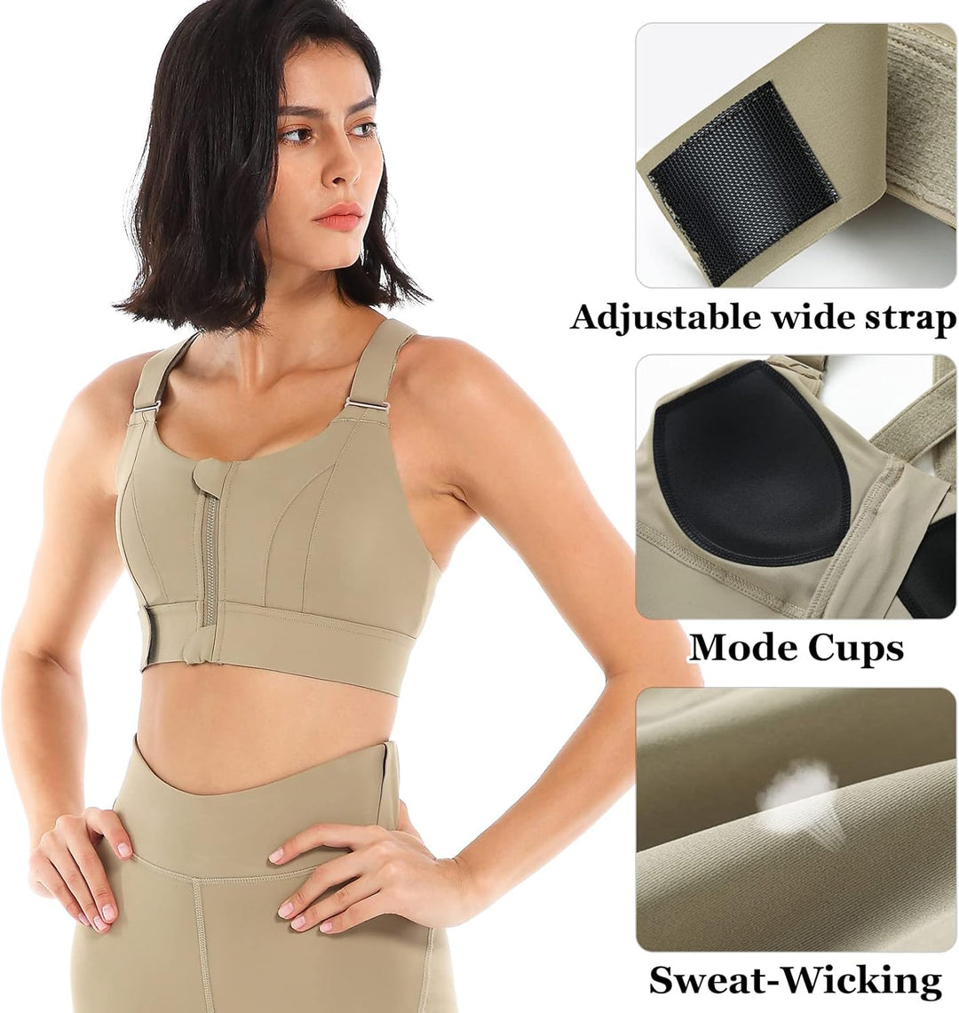 Sport BH Damen Yoga Fitness Ohne Bügel Bustier Bra Top Workout Starker Halt Gepolsterter Gekreuzter