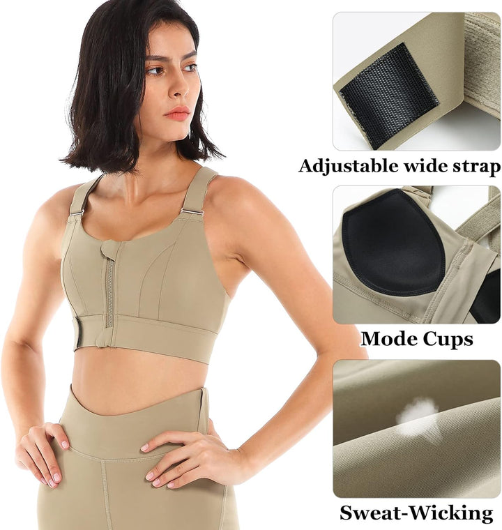 Sport BH Damen Yoga Fitness Ohne Bügel Bustier Bra Top Workout Starker Halt Gepolsterter Gekreuzter