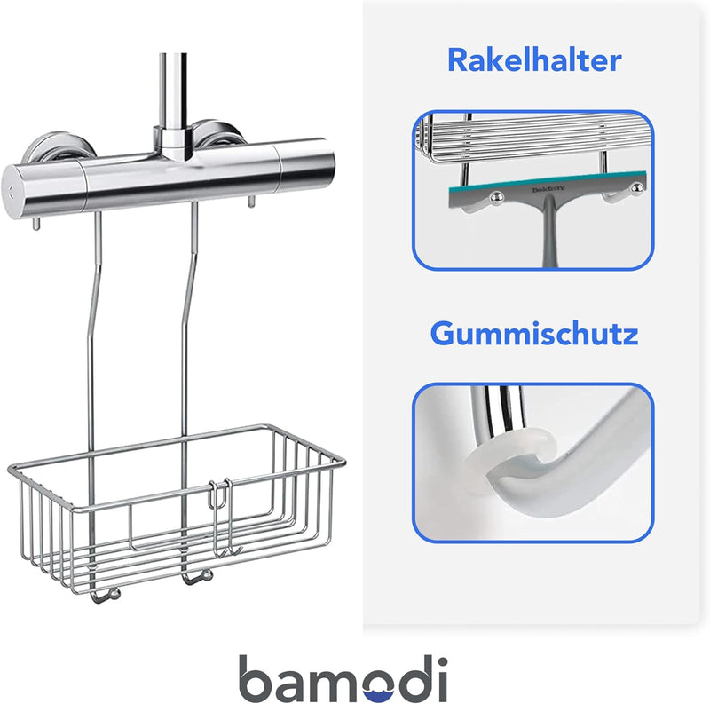 Bamodi Duschablage zum Hängen Edelstahl Rostfrei - Duschkorb zum Einhängen in die Armatur - Duschreg