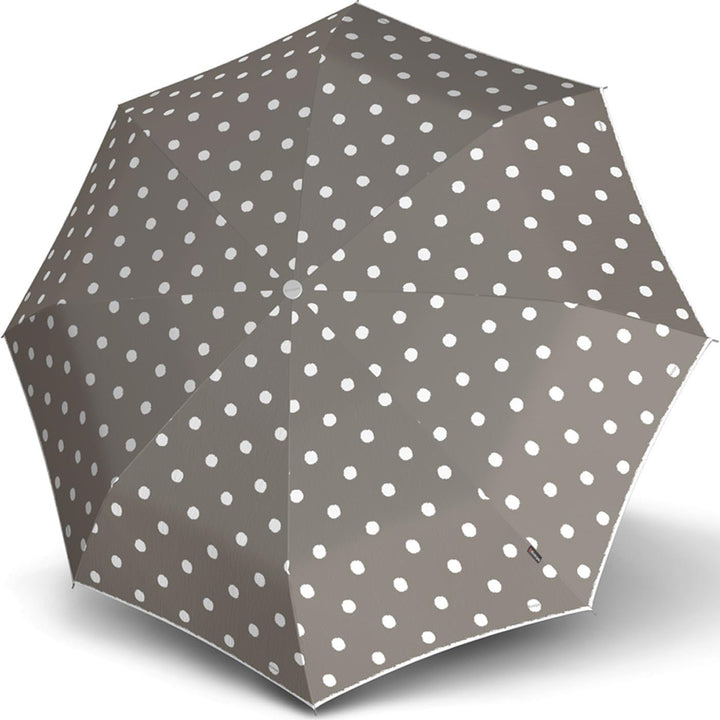 Knirps T.200 Taschenschirm Duomatic DOT Art Taupe - inkl. Futteral im Schirmdesign - Hochqualitative