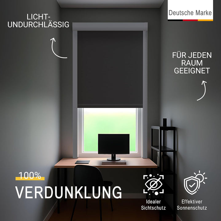 Sol Royal Kassettenrollo mit Führungsschiene SolReflect K24 100x175 cm Anthrazit - Blackout Thermoro