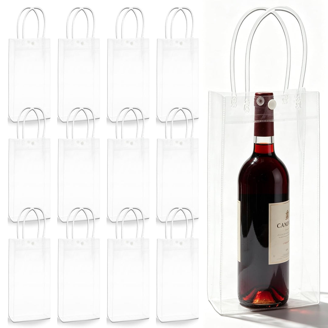 12 Stück Flaschenkühler Eistasche Kühltasche: 25 * 10 * 10cm PVC Eisbeutel Flaschenkühler, Transpare