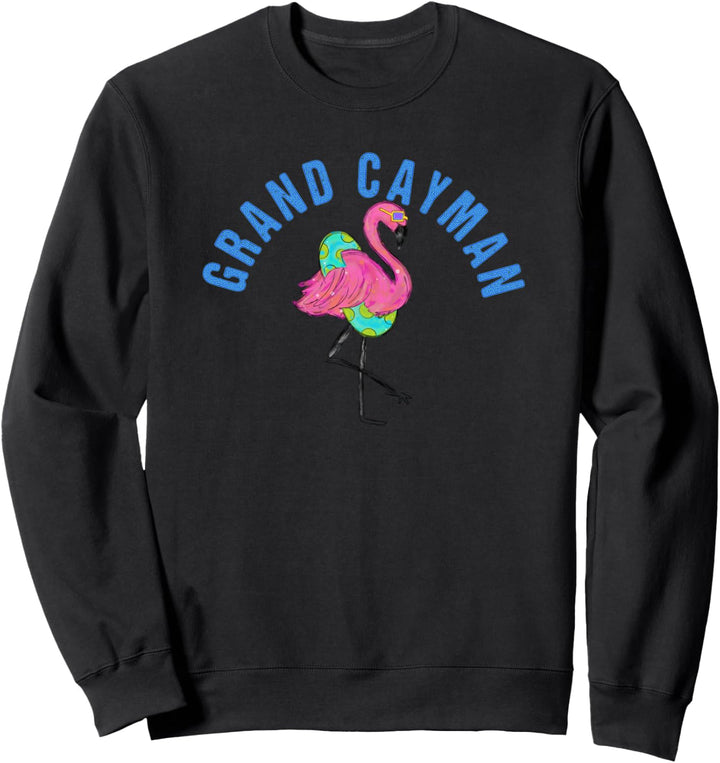 Grand Cayman Beach Design / Flamingo Illustration Sweatshirt