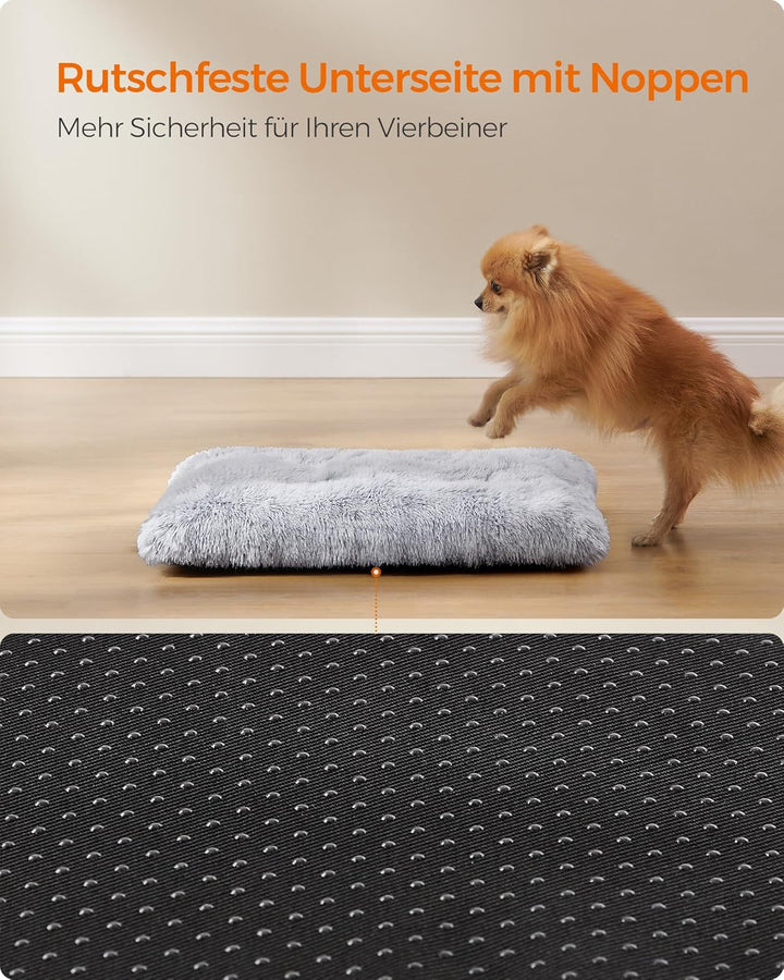 Feandrea Hundebett, Hundekissen, Flauschige Hundematte, Langer Plüsch, 65 x 45 cm, weiche Polsterung