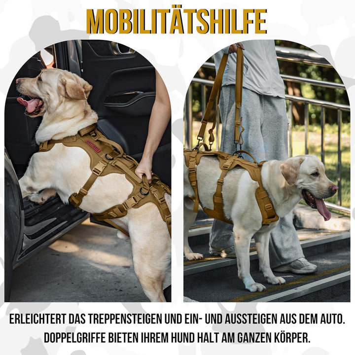 OneTigris Hundegeschirr, Tragehilfe Hund Ganzkörper Mit 2 Schultergurte Abnehmbares, Hund Tragehilfe
