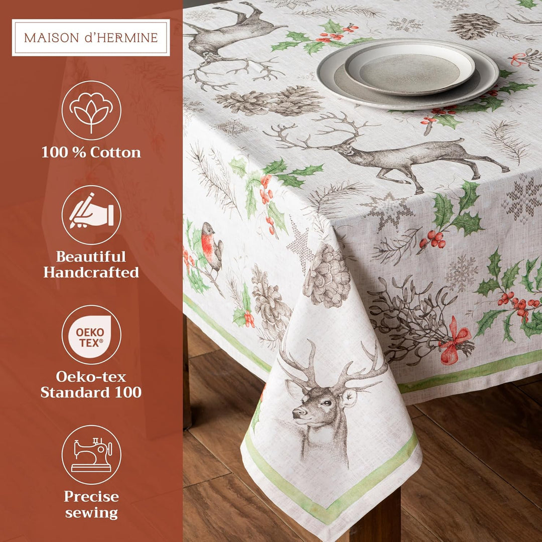 Maison d' Hermine Christmas Dew 100% Baumwolle Tischdecke für Küche | Abendessen | Tischplatte | Dek