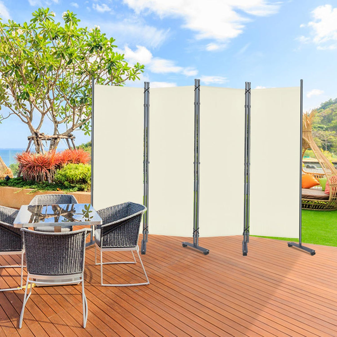 JOIEYOU Paravent Outdoor Sichtschutz Trennwand 4 Teilig 225x185cm Raumtrenner mit Rädern, Flache Füs