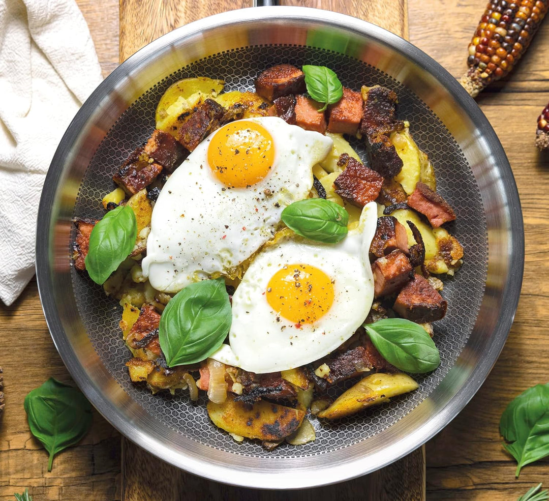 Spring Vulcano Cut Resist Bratpfanne 24 cm, Edelstahl, Antihaft-beschichtete Pfanne, Induktionsgeeig