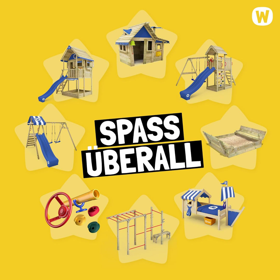Wickey Spielturm Klettergerüst MultiFlyer Light, Schaukel & grüner Rutsche, Outdoor Kinder Klettertu
