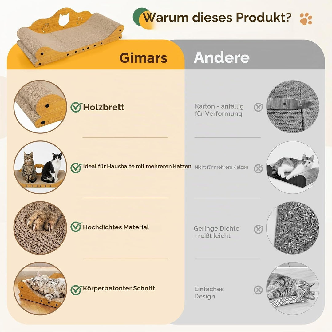 Gimars XXL Katzen Kratzbrett 78 cm im Sofa-Design, Kratzpappe für Katzen, Katzenkratzbretter &amp; Katze