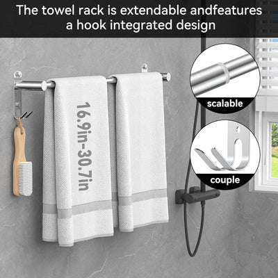Handtuchhalter Ausziehbar 43-78CM Edelstahl Ohne Bohren Handtuchstange Wand Wandregal Geeignet für B