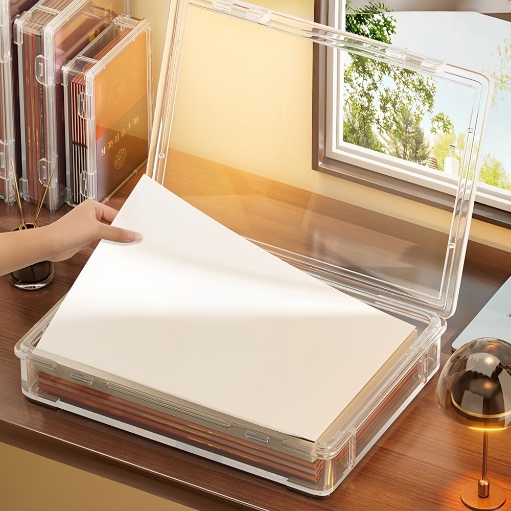 Aufbewahrungsbox mit Deckel, Tragbares Klick-Design, 4 stapelbare Teile, Bürobedarf, Bastelarbeiten,