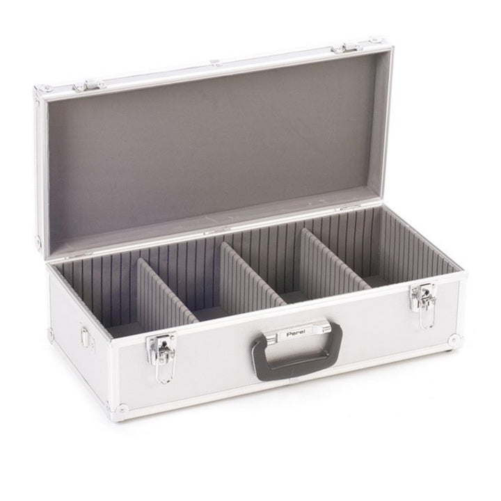 Perel CD-Koffer, 80 CDs, Schlüsselschloss, 2 Schlüssel, Aluminium, 565 x 265 x 170 mm Single, Single