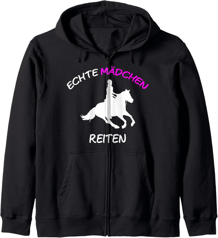 Echte Mädchen reiten - lustiges Mädchen Reiter Pferde Kapuzenjacke