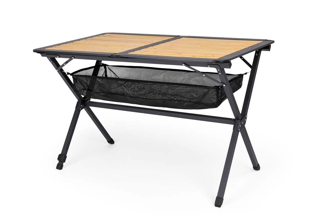 BERGER Alu-Bambus Rolltisch │Markttisch Klapptisch Beistelltisch Gartentisch Campingtisch leicht & w