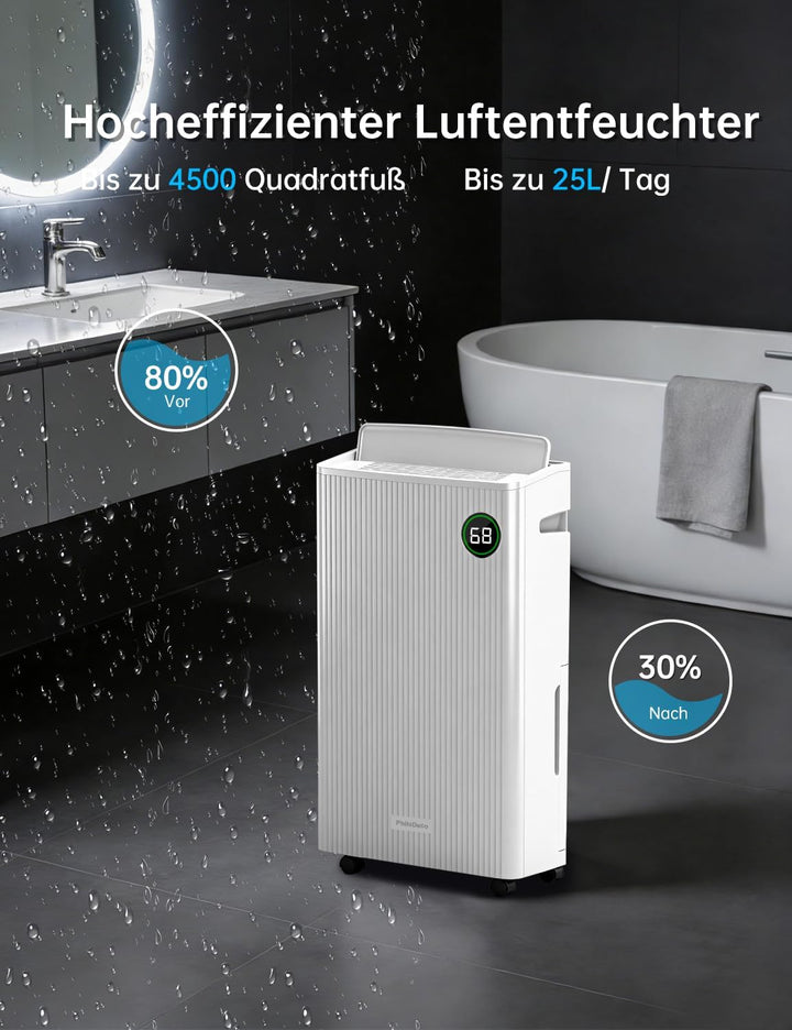 Luftentfeuchter elektrisch 20L, Entfeuchter elektrisch für Keller, Raumentfeuchter elektrisch 39dB f