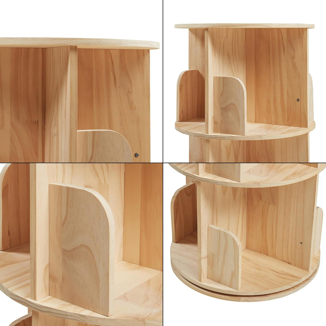 [en.casa] Drehbares Bücherregal für Kinder Chasek Spielzeugregal mit 2 Ebenen Drehregal Kiefernholz