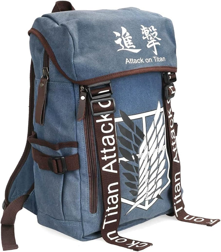 Rucksack mit Aufklärungstrupp Wappen für Attack on Titan Fans | Hellbraun oder Blau, Blau
