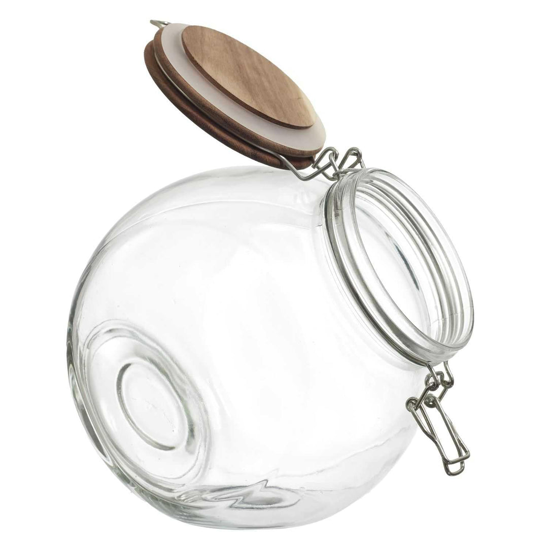COOK CONCEPT, KA0367, Transparent Glass Storage jar with Acacia Cap, modern and elegant Design, airt