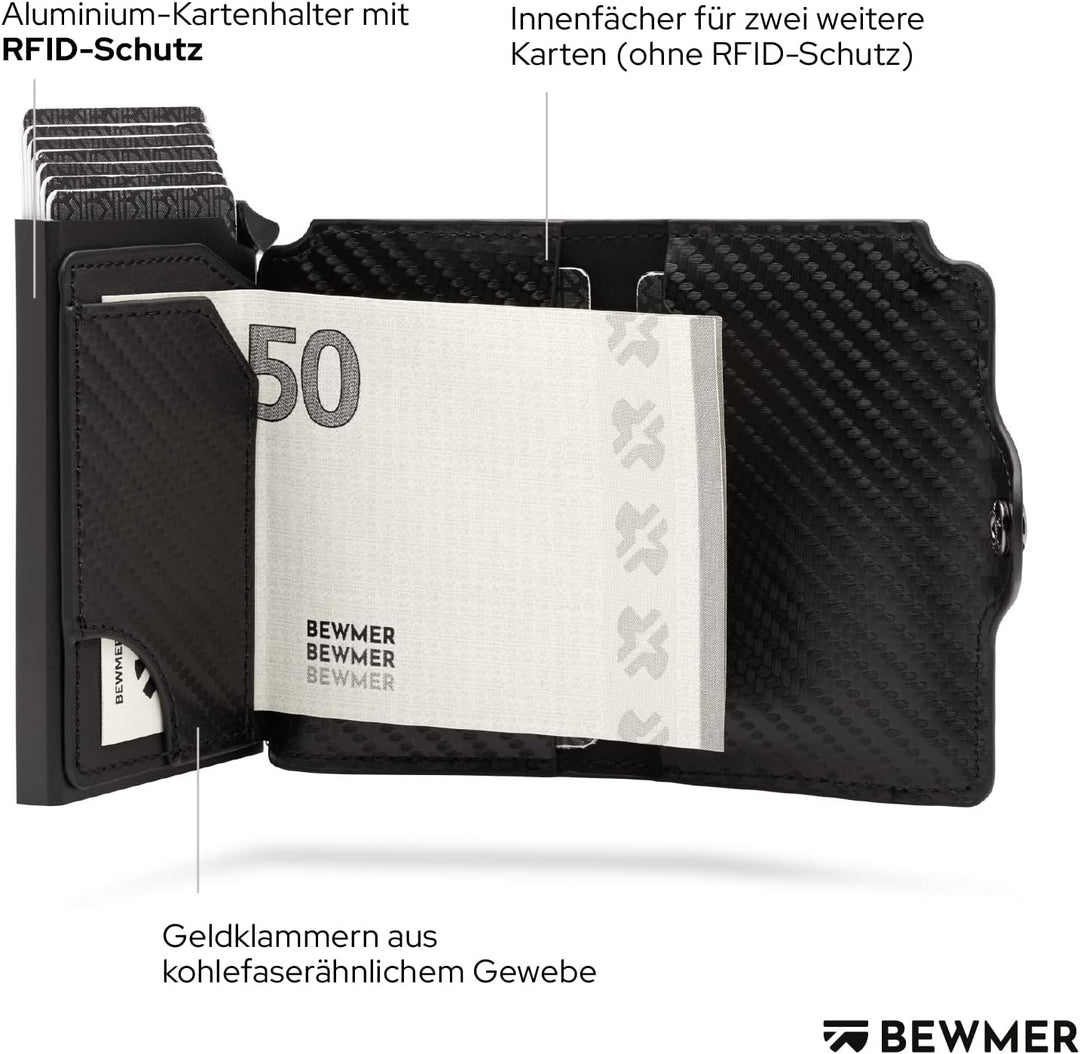 BEWMER 1 Geschütztes Kartenetui | Slim Wallet für Männer und Frauen | Kartenhalter mit RFID-Schutz u